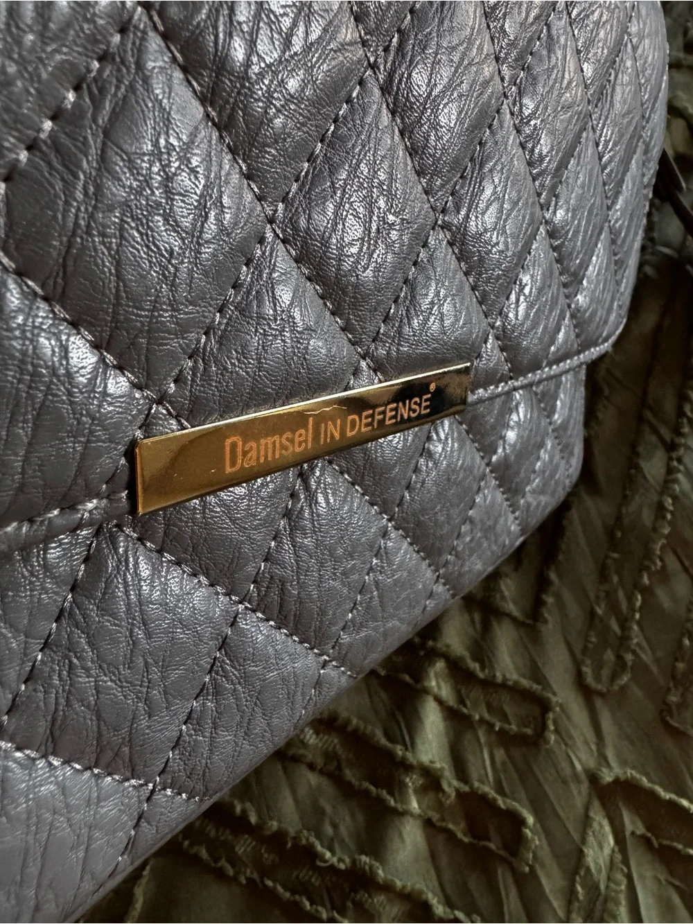 Damsel in Defense Quilted Gray Concealed Carry Crossbody CCW Purse